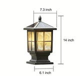 Traditional Square Aluminum Outdoor LED Solar Post Cap Light in Black for Yard and Fence