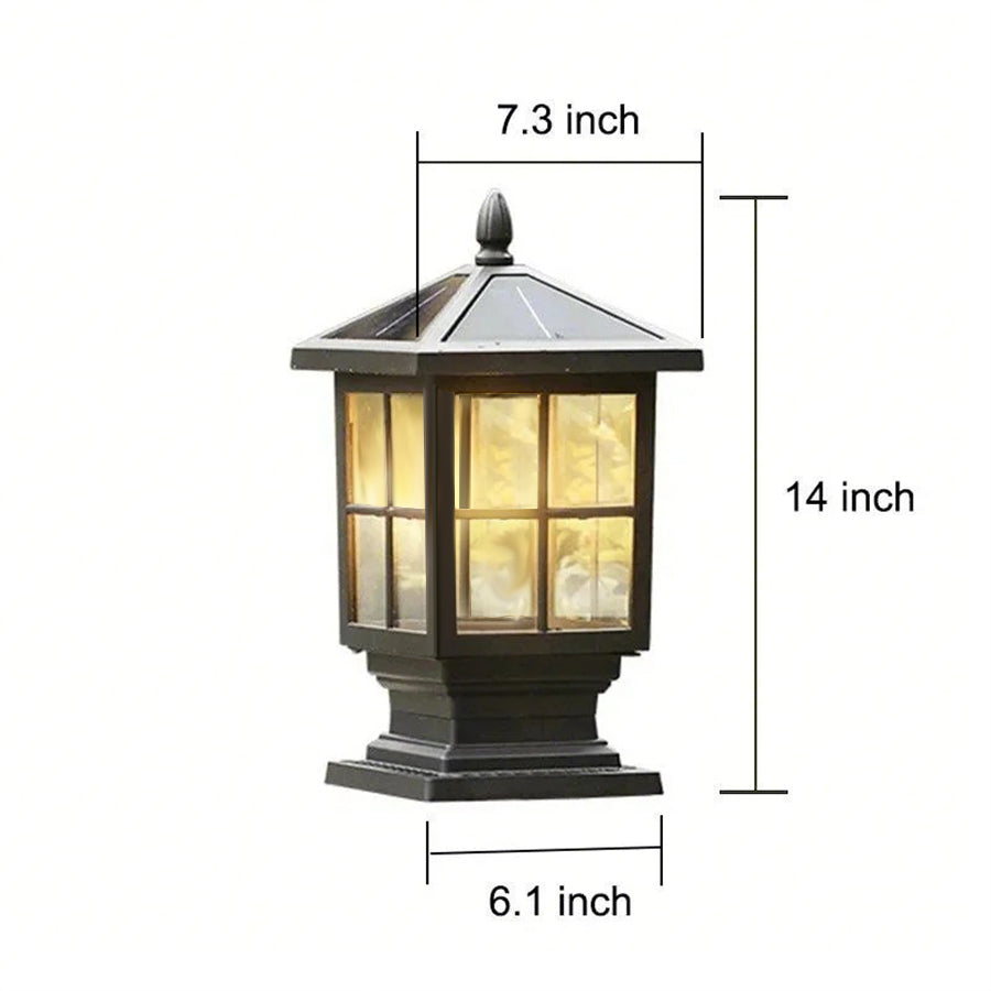 Traditional Square Aluminum Outdoor LED Solar Post Cap Light in Black for Yard and Fence