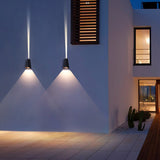 Trapezoidal LED Waterproof Outdoor Wall Sconce Modern Black Up and Down Exterior Porch Light