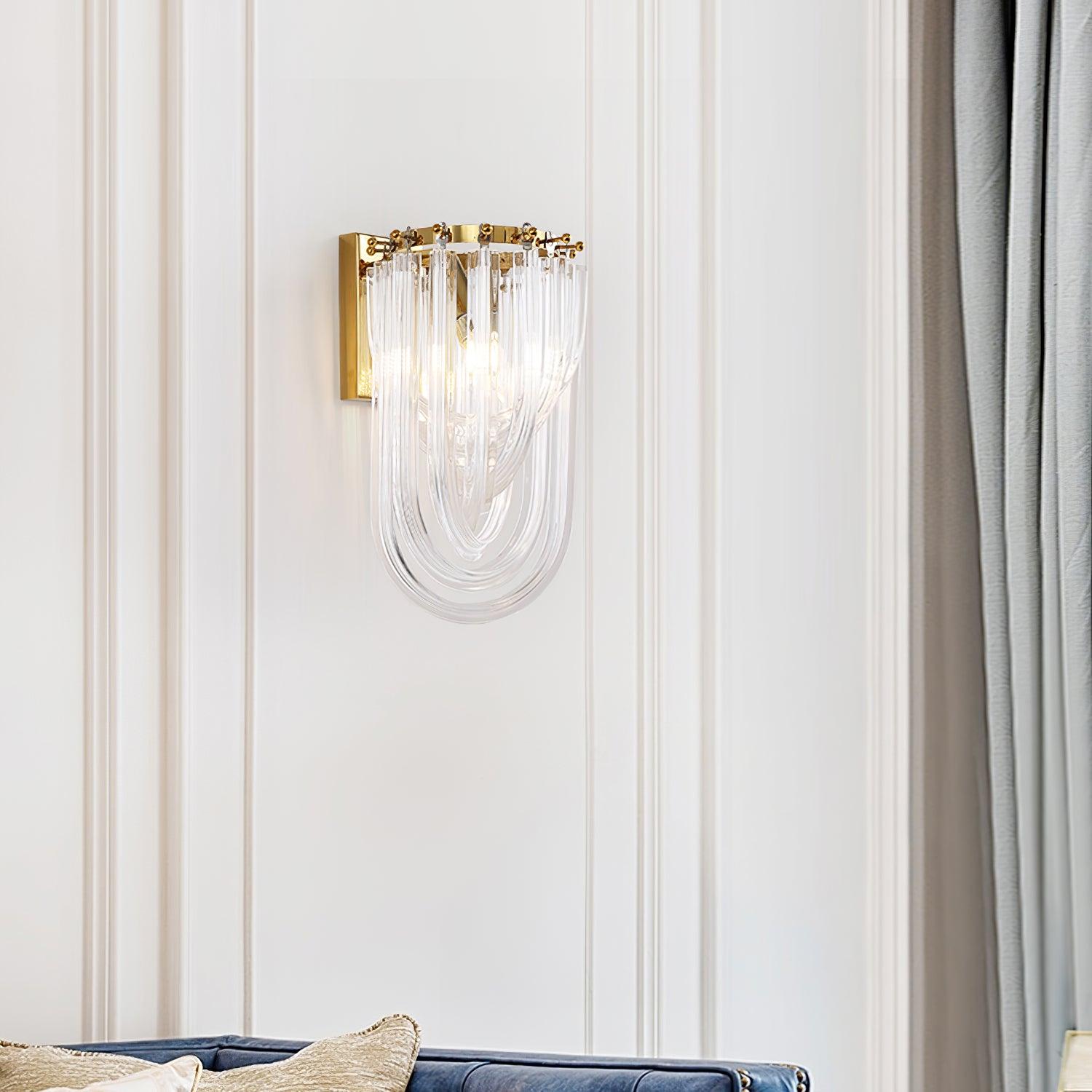 Trevi Glass Murano Style Wall Sconce Gold Mid Century Indoor Light for Bedroom Living Room