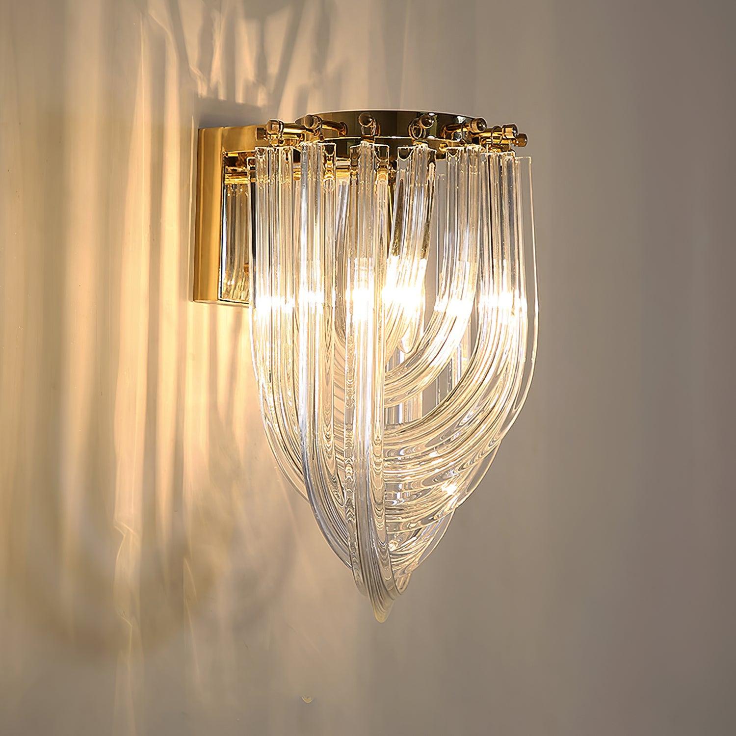 Trevi Glass Murano Style Wall Sconce Gold Mid Century Indoor Light for Bedroom Living Room