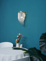 Trevi Glass Murano Style Wall Sconce Gold Mid Century Indoor Light for Bedroom Living Room