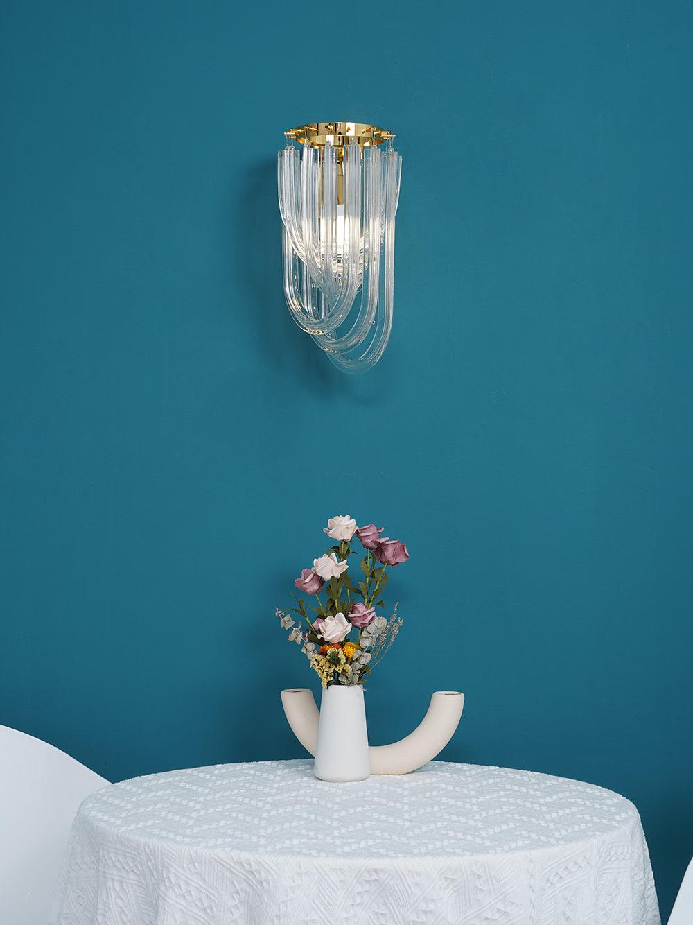 Trevi Glass Murano Style Wall Sconce Gold Mid Century Indoor Light for Bedroom Living Room