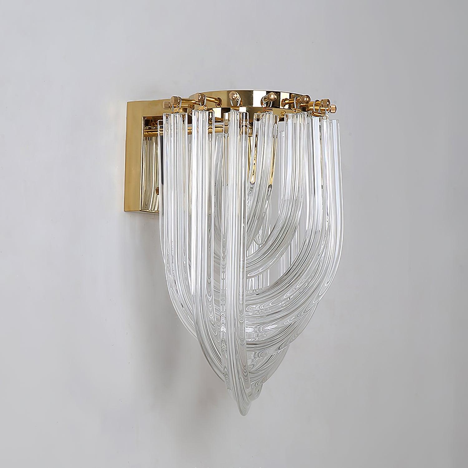 Trevi Glass Murano Style Wall Sconce Gold Mid Century Indoor Light for Bedroom Living Room