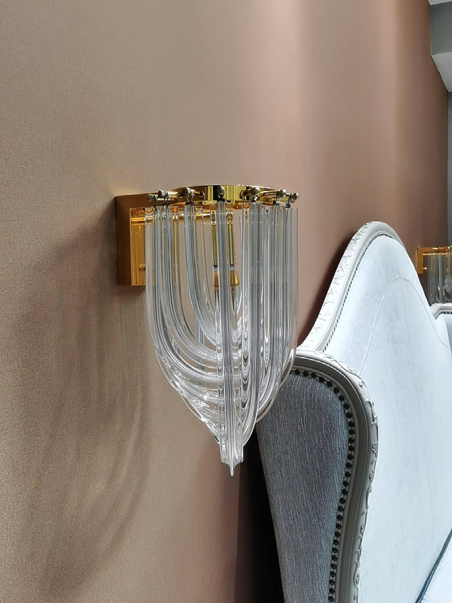 Trevi Glass Murano Style Wall Sconce Gold Mid Century Indoor Light for Bedroom Living Room