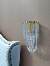 Trevi Glass Murano Style Wall Sconce Gold Mid Century Indoor Light for Bedroom Living Room