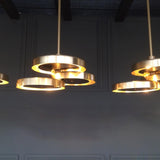 Triarc Intersecting Brass Disc Chandelier Modern Pendant Light for Living Room