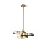 Triarc Intersecting Brass Disc Chandelier Modern Pendant Light for Living Room
