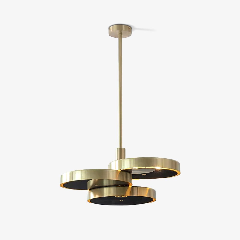 Triarc Intersecting Brass Disc Chandelier Modern Pendant Light for Living Room