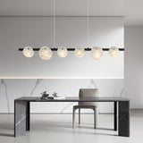Trinidad Modern Brass Alabaster Linear Chandelier for Dining Room Island