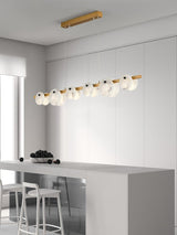 Trinidad Modern Brass Alabaster Linear Chandelier for Dining Room Island