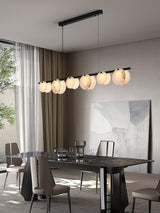 Trinidad Modern Brass Alabaster Linear Chandelier for Dining Room Island