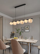 Trinidad Modern Brass Alabaster Linear Chandelier for Dining Room Island
