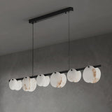 Trinidad Modern Brass Alabaster Linear Chandelier for Dining Room Island