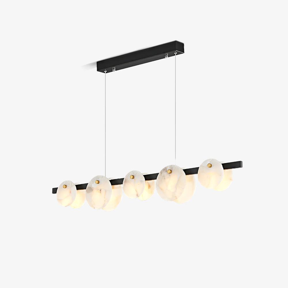Trinidad Modern Brass Alabaster Linear Chandelier for Dining Room Island