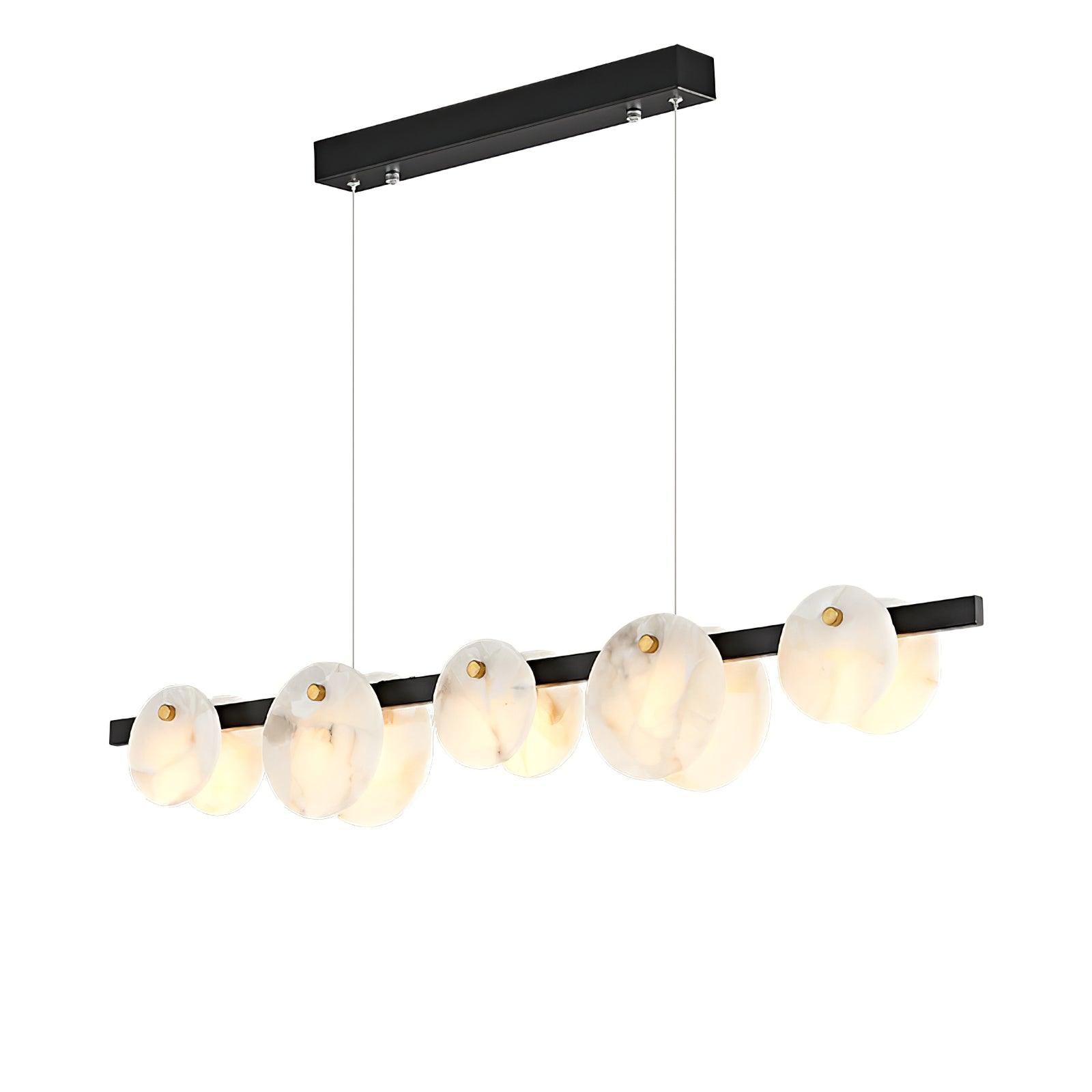 Trinidad Modern Brass Alabaster Linear Chandelier for Dining Room Island