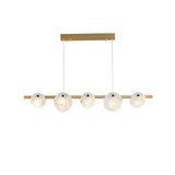 Trinidad Modern Brass Alabaster Linear Chandelier for Dining Room Island