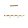 Trinidad Modern Brass Alabaster Linear Chandelier for Dining Room Island