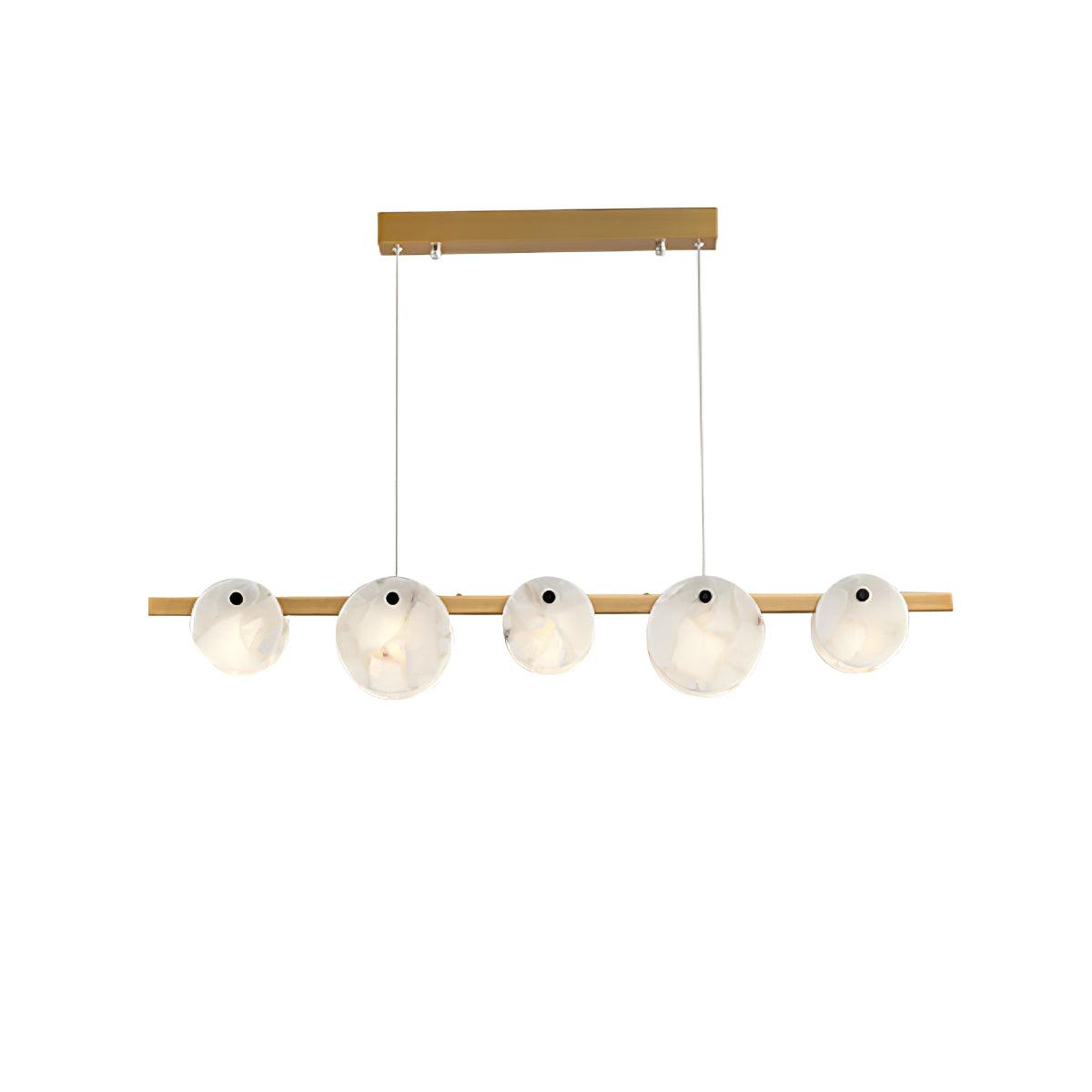 Trinidad Modern Brass Alabaster Linear Chandelier for Dining Room Island