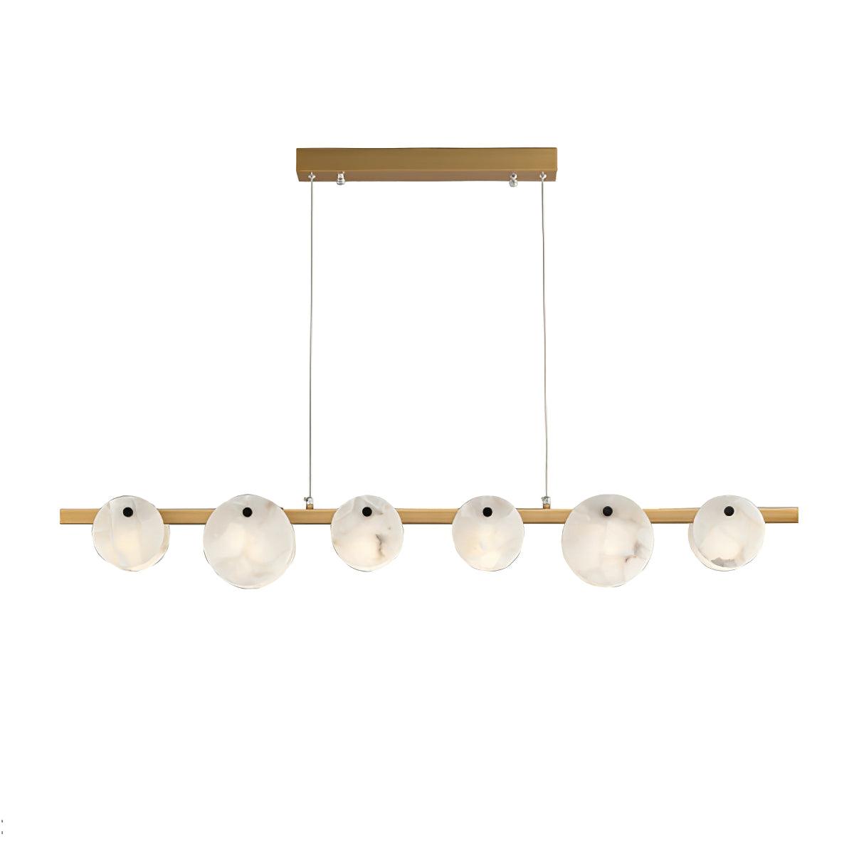 Trinidad Modern Brass Alabaster Linear Chandelier for Dining Room Island