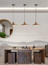 Tropez Modern Organic Sun Hat Pendant Light with Walnut Finish Resin Shade for Dining Areas