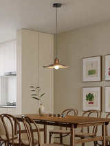Tropez Modern Organic Sun Hat Pendant Light with Walnut Finish Resin Shade for Dining Areas