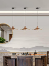 Tropez Modern Organic Sun Hat Pendant Light with Walnut Finish Resin Shade for Dining Areas