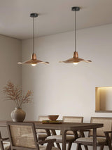 Tropez Modern Organic Sun Hat Pendant Light with Walnut Finish Resin Shade for Dining Areas