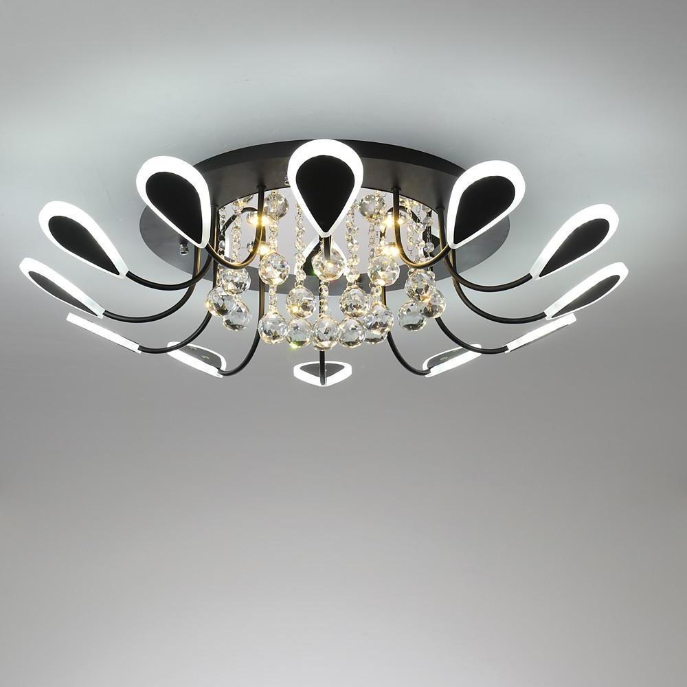 Modern Flower Petal Dimmable LED Crystal Flush Mount Ceiling Lamp