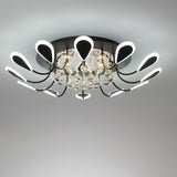 Modern Flower Petal Dimmable LED Crystal Flush Mount Ceiling Lamp