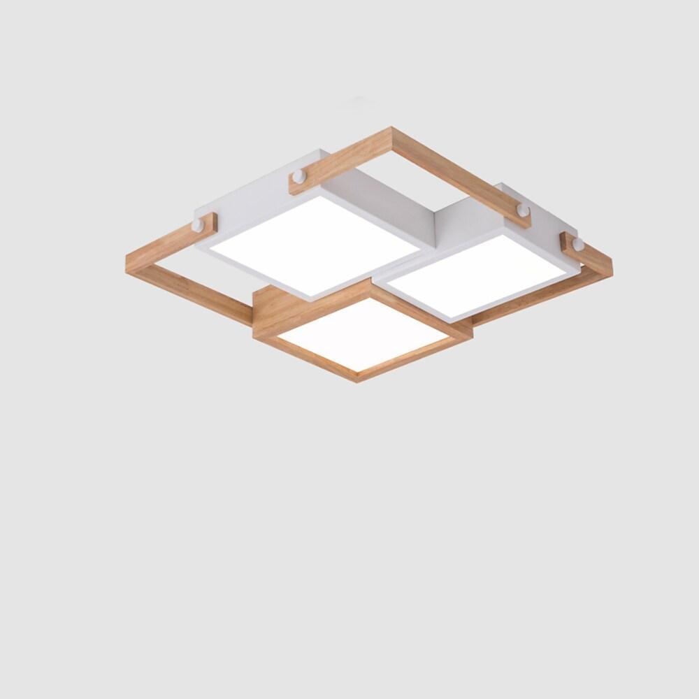 Scandinavian Geometric Wood LED Flush Mount Ceiling Light Modern Interior Fixture