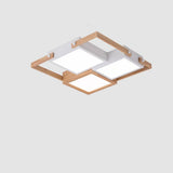 Scandinavian Geometric Wood LED Flush Mount Ceiling Light Modern Interior Fixture
