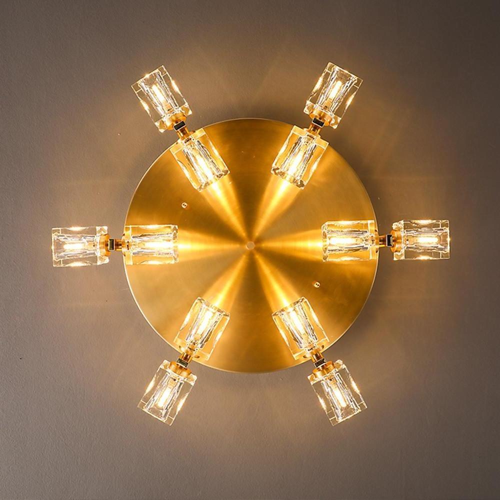 Modern Nordic Crystal LED Flush Mount Ceiling Light Brass Copper 6 Light Fixture