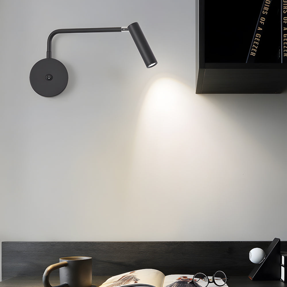 Tubular LED Swing Arm Wall Light Adjustable Bedside Reading Sconce Spotlight for Bedroom