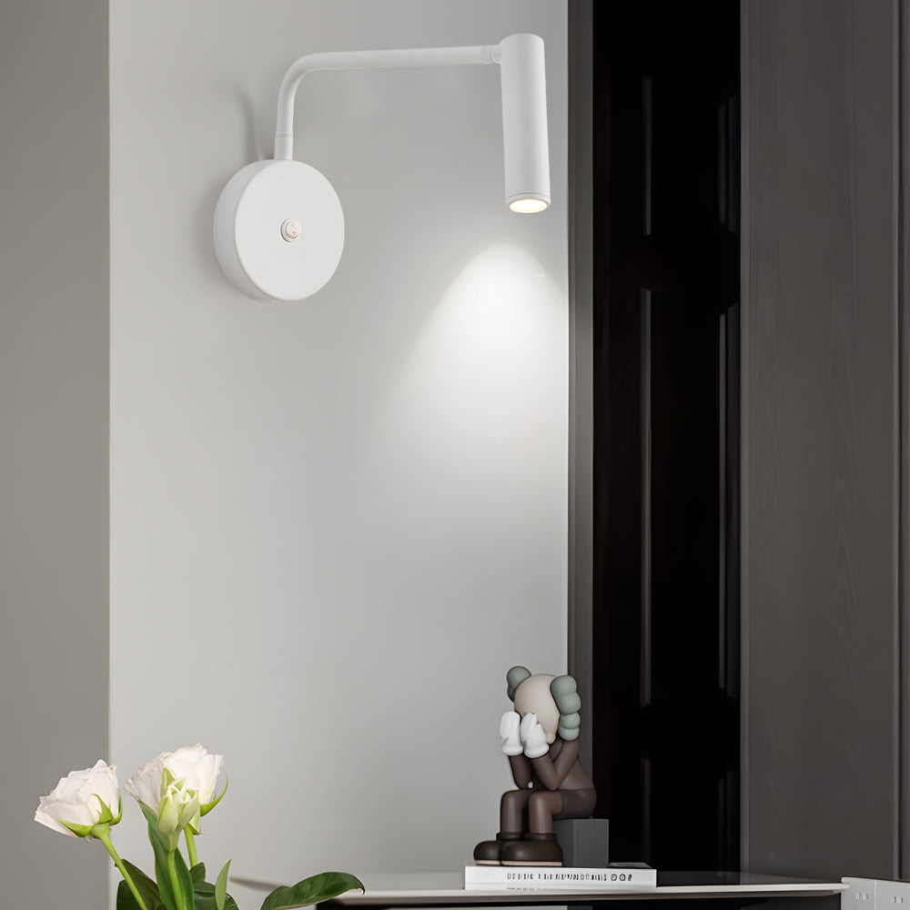 Tubular LED Swing Arm Wall Light Adjustable Bedside Reading Sconce Spotlight for Bedroom