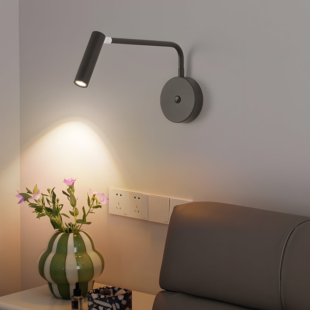Tubular LED Swing Arm Wall Light Adjustable Bedside Reading Sconce Spotlight for Bedroom