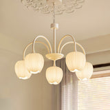 Tulip Matcha Green Crown Chandelier with White Glass Shades for Modern Living Spaces