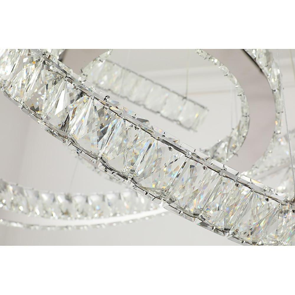 Modern Wave Crystal LED Flush Mount Ceiling Light Stainless Steel Fixture for Dining Room