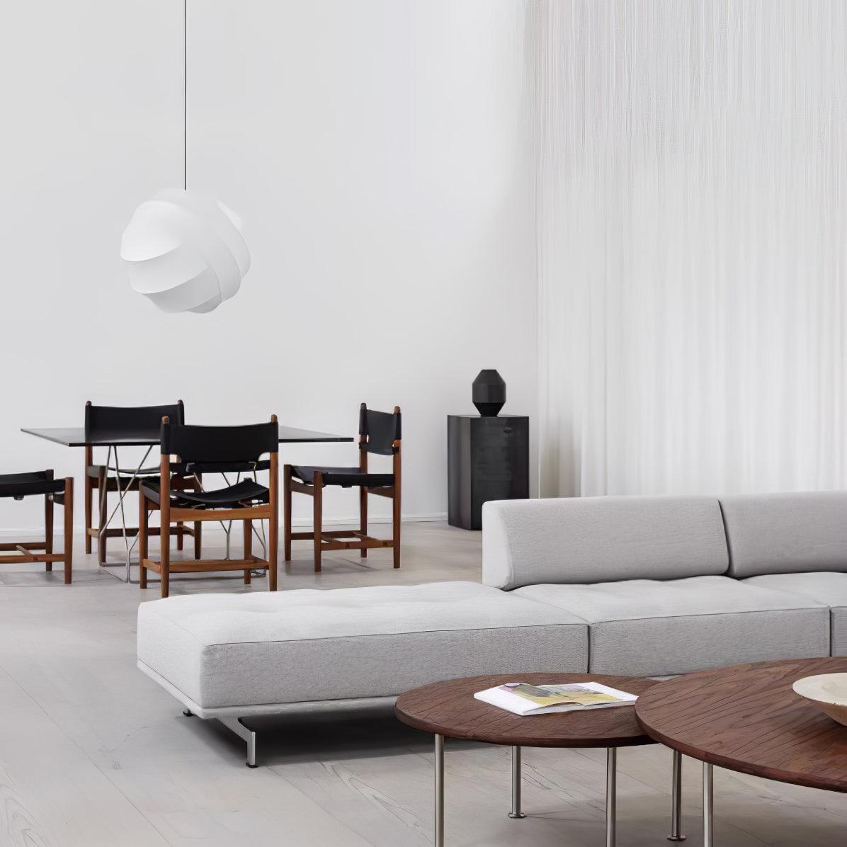 Turner Modern Cocoon Sphere Pendant Light Geometric Hanging Ceiling Lamp in White and Black