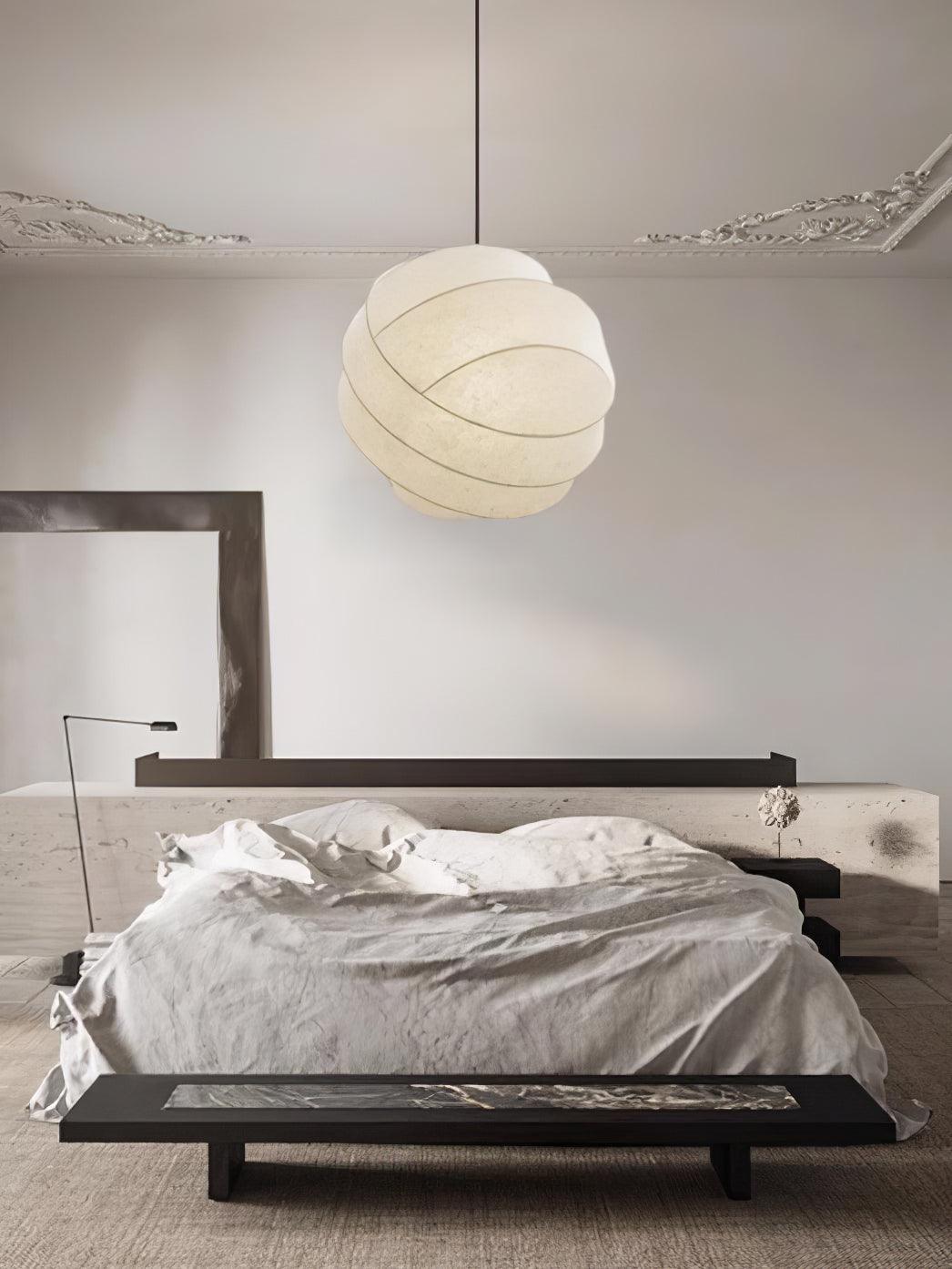 Turner Modern Cocoon Sphere Pendant Light Geometric Hanging Ceiling Lamp in White and Black