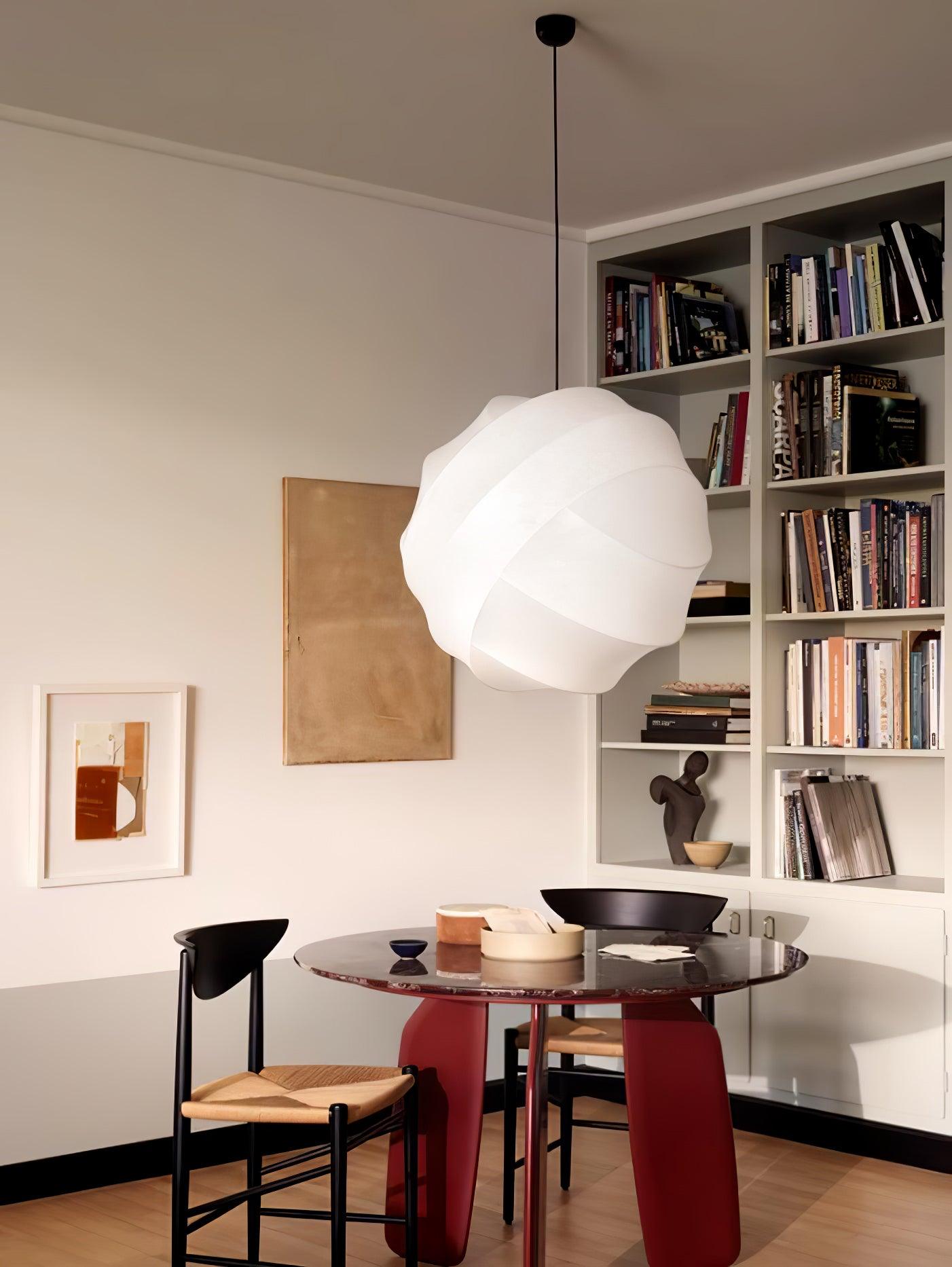 Turner Modern Cocoon Sphere Pendant Light Geometric Hanging Ceiling Lamp in White and Black