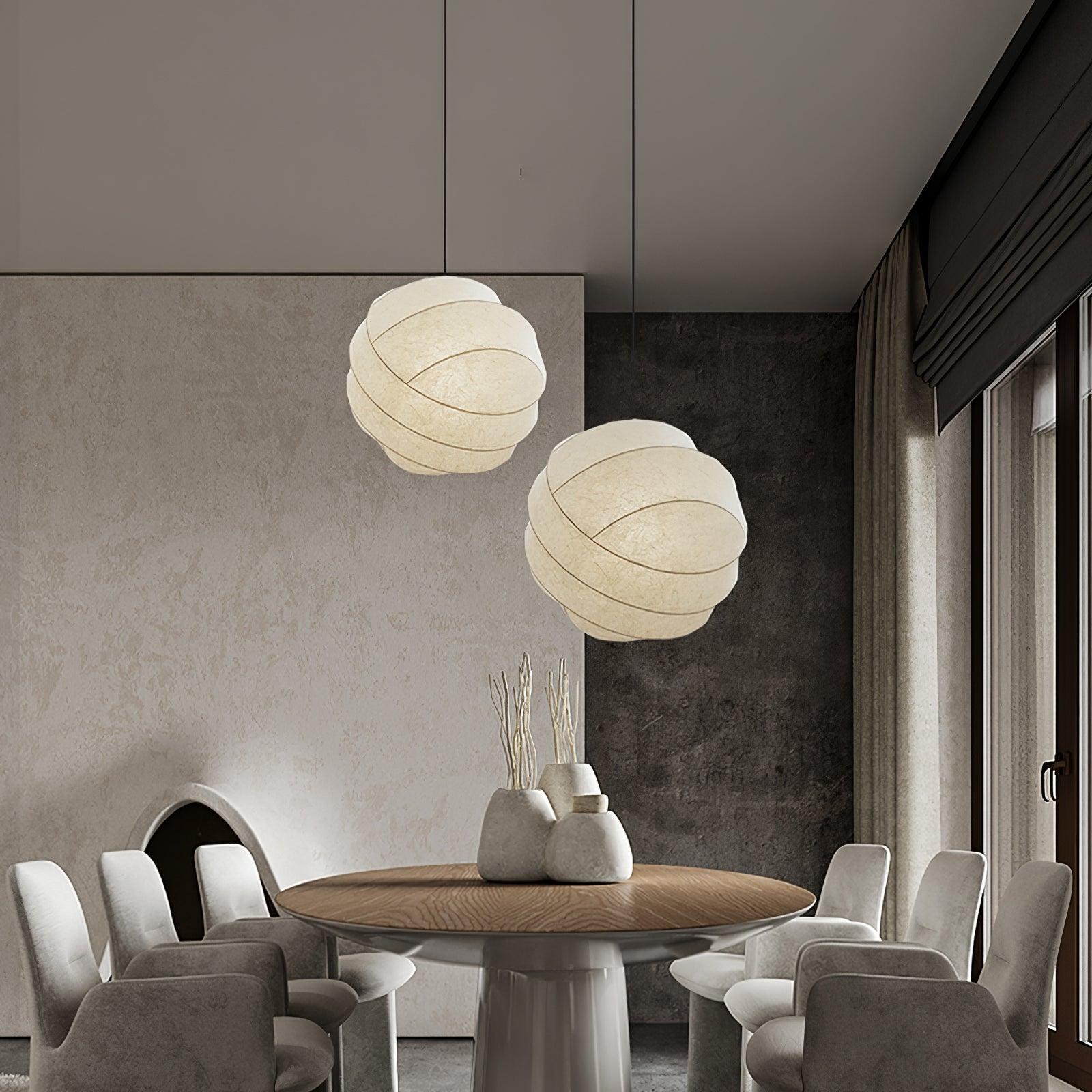 Turner Modern Cocoon Sphere Pendant Light Geometric Hanging Ceiling Lamp in White and Black