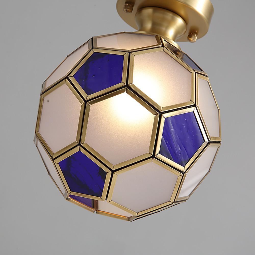 Modern Football Glass Flush Mount Ceiling Light Fixture for Kids Bedroom and Playroom