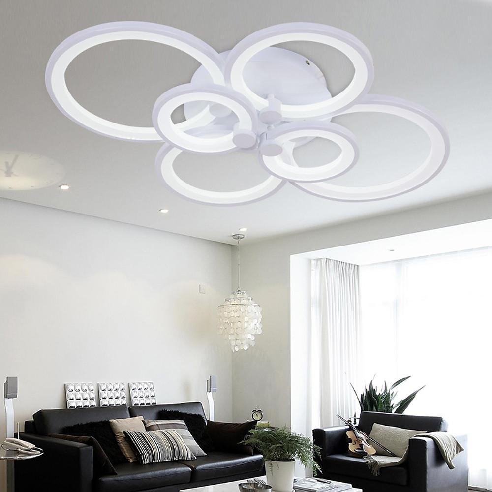 Modern Multi Ring LED Flush Mount Ceiling Light Dimmable Geometric Chandelier for Living Room