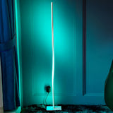 Modern 49 Inch Black Aluminum Spiral LED Floor Lamp with Dimmable RGB Lighting for Living Rooms