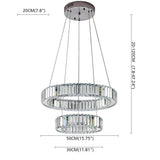 Two Tier Gold Steel and Crystal LED Chandelier Modern Ring Pendant Light for Dining Room