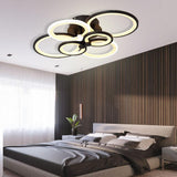 Modern Multi Ring LED Flush Mount Ceiling Light Dimmable Geometric Chandelier for Living Room
