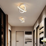 Modern Geometric Interlocking Ring LED Ceiling Light Black Flush Mount Fixture for Bedroom