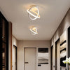 Modern Geometric Interlocking Ring LED Ceiling Light Black Flush Mount Fixture for Bedroom