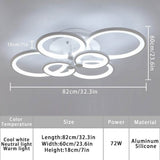 Modern Geometric Overlapping Ring LED Semi Flush Mount Ceiling Light for Living Room